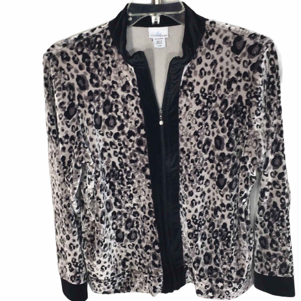 Jaclyn Smith Velour Animal Print Zip Jacket